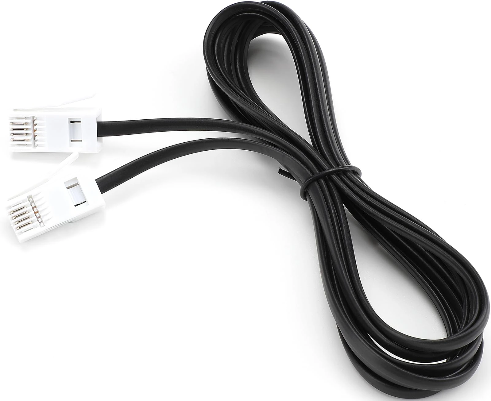 SAISN BT Telephone Cable Lead RJ11 6P4C Male Plug to Male Plug Flat Cord Black 4 Wire Phone Cables for Landline, 3M