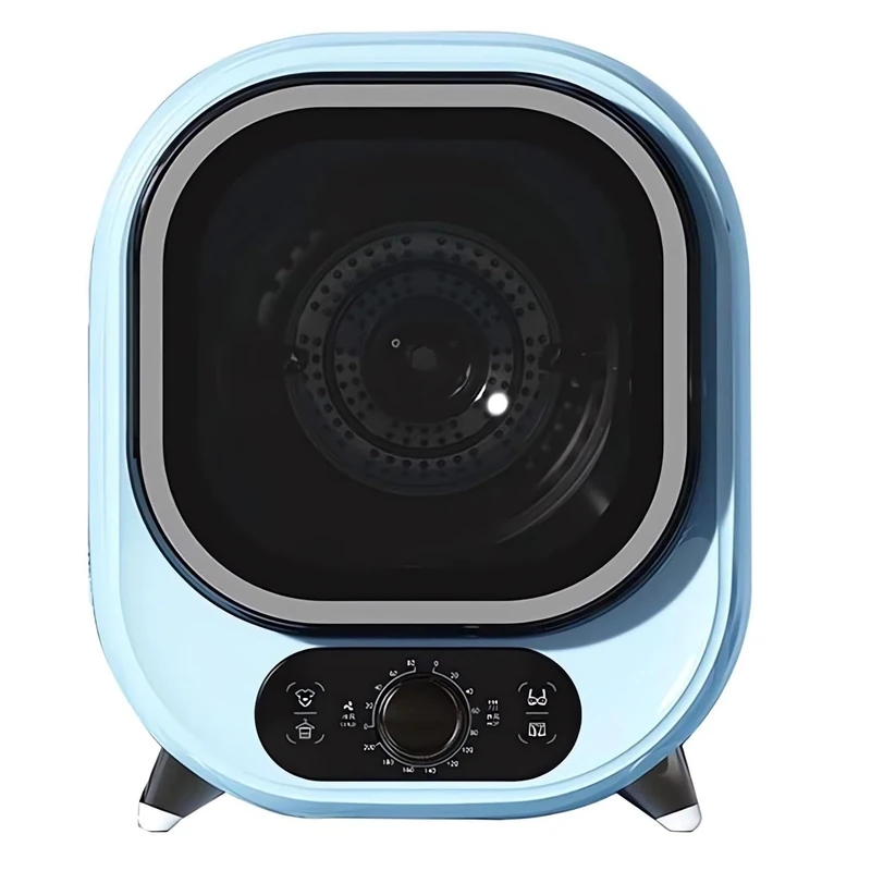 TRTDYFKH Portable Condenser Tumble Dryer 0-200 Minutes Hot Cold Air 3D Drying 5kg Vented Tumble Dryer 35dB Silent Perfect For Counter Top Or Wall Mounted Use(Blue)