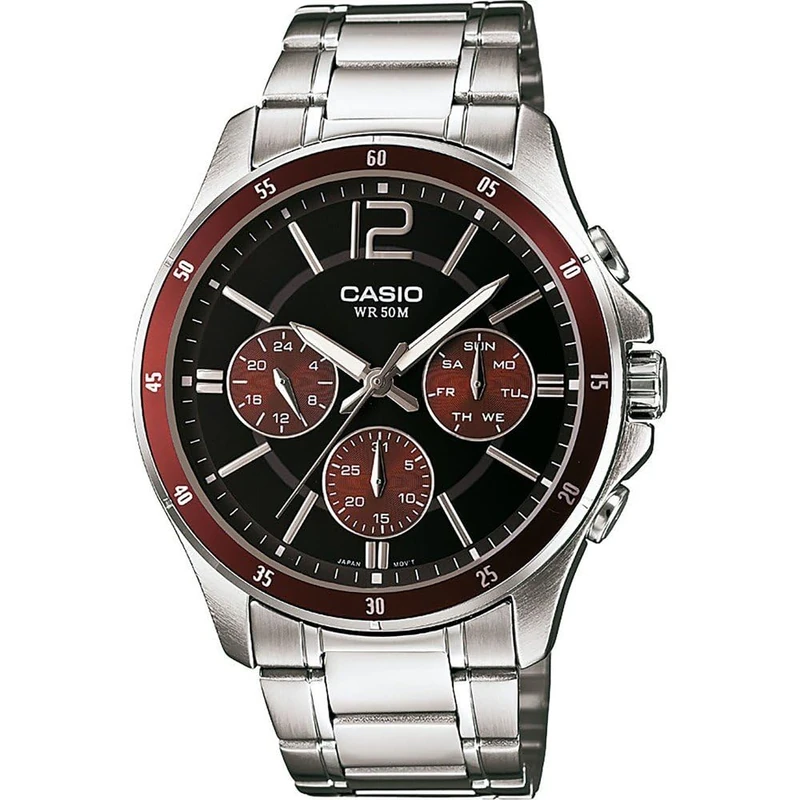 Casio Men's Multi Dial Quartz Watch with Stainless Steel Strap MTP-1374PD-5AVEF