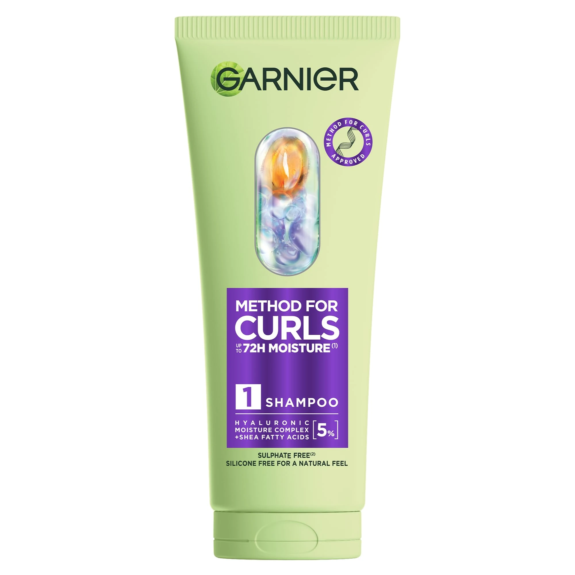 Garnier Method For Curls Moisture Shampoo, up to 7 days of moisture & curl definition. Designed, tested & approved on all curl types, including type 4 curls & coils. Silicone free, Vegan Formula,200ml