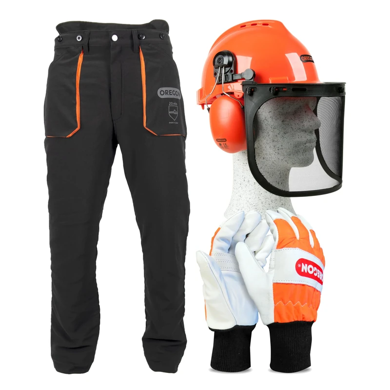 OREGON Type A Chainsaw Safety Clothing Kit with Size M Trousers, Helmet and Large Gloves