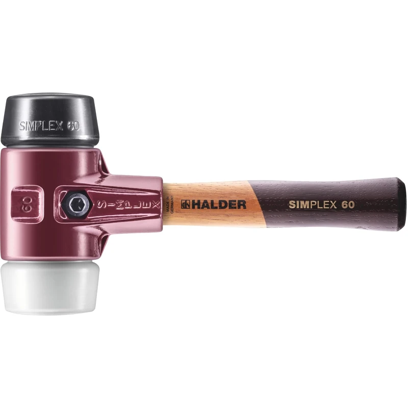 Simplex 3027.062 Soft Hammer, Rubber Composition/Superplastic; with Malleable Cast Iron Housing and High-Quality Extra Short Wooden Handle | D = 60 mm/Handle Design = Extra Short