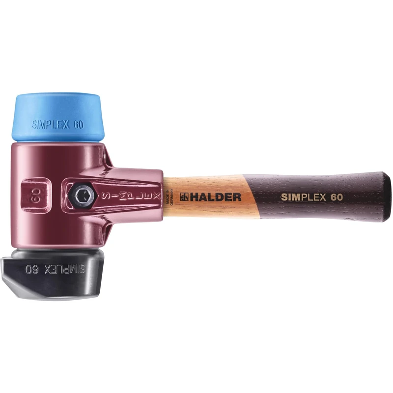 Simplex 3012.262 Soft Rubber Hammer with Base/TPE Soft with Malleable Cast Iron Housing and High-Quality Extra Short Wooden Handle Diameter 60 mm Handle Design Extra Short