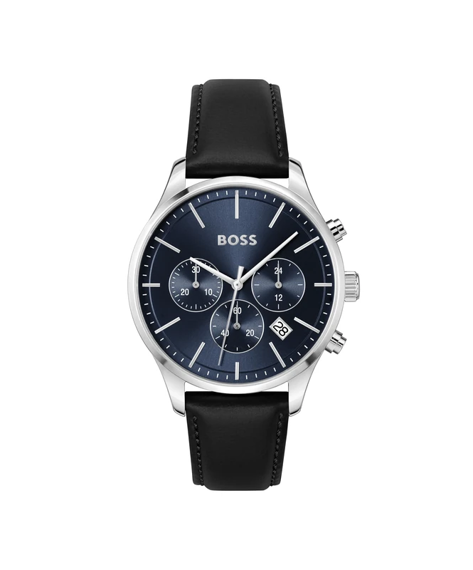 BOSS Chronograph Quartz Watch for Men Avery Collection with Black Leather Strap - 1514156