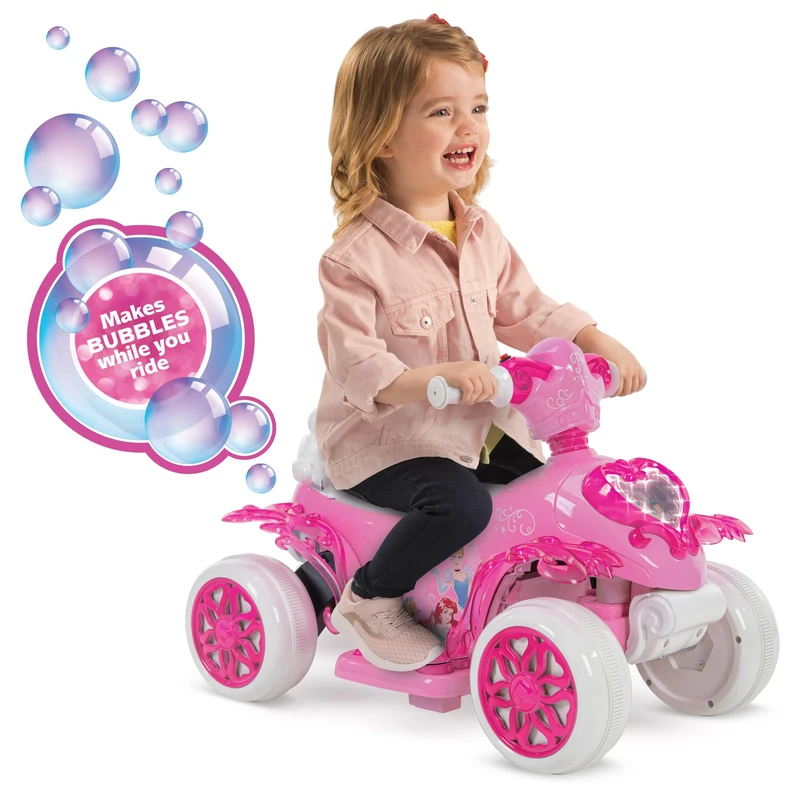 Disney Princess Bubble Quad Bike Electric Battery Powered Ride On Toy For Girls age 18 months - 3 years, Pink by Huffy