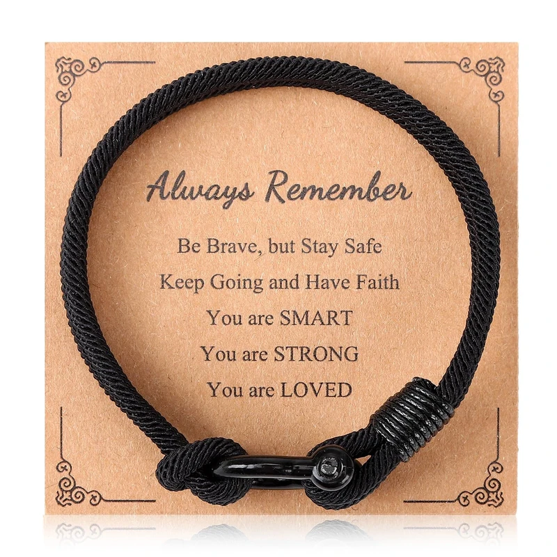 ViEinkaufen Birthday Gifts for Boys Men,Knot Bracelet with Inspirational Card,Cool Presents for Teenage Boys,Inspirational Gifts for Son Grandson Brother,Valentines Day Bracelet Presents for Him