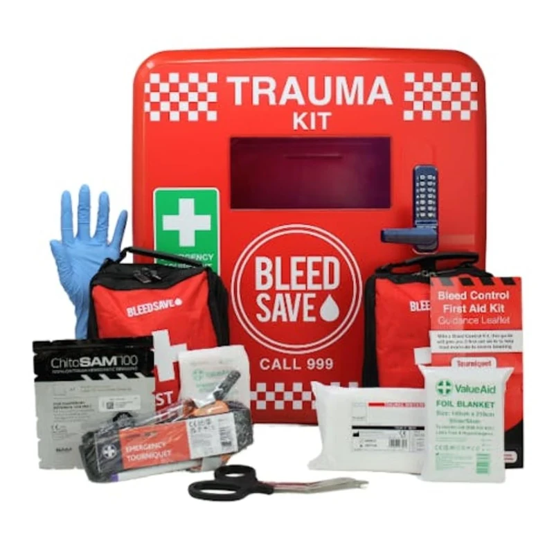 BLEEDSAVE Trauma Cabinet with 2 x Enhanced Bleed Control Kits Lockable/Soft Case
