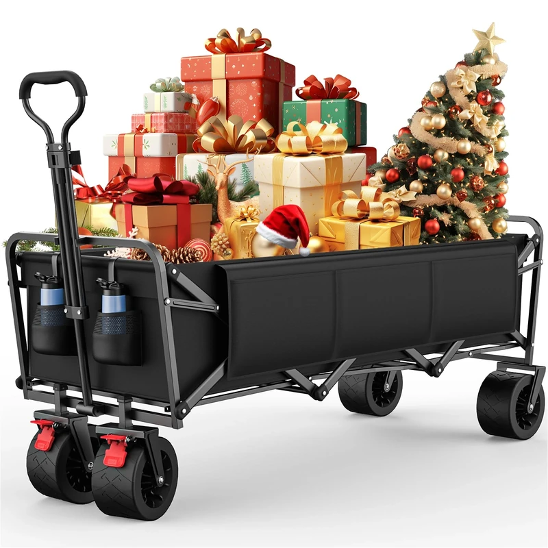 Folding Camping Trolley - Festival Trolley on Wheels Morpilot Portable Foldable Wagon 250L Beach Heavy-Duty Cart Picnic Transporter for Outdoor Shopping Sports Fishing Garden