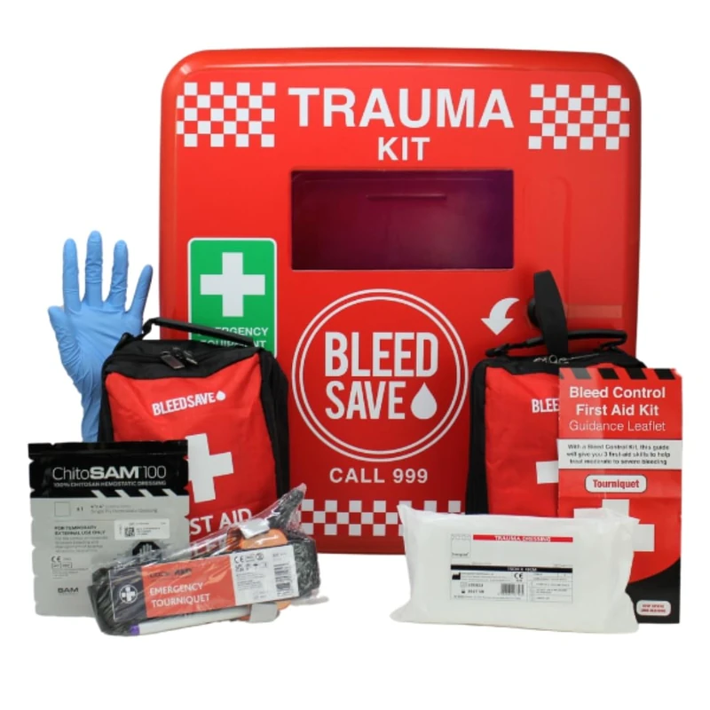 BLEEDSAVE Trauma Cabinet with 2 x Basic Bleed Control Kits Non-Lockable/Soft Case
