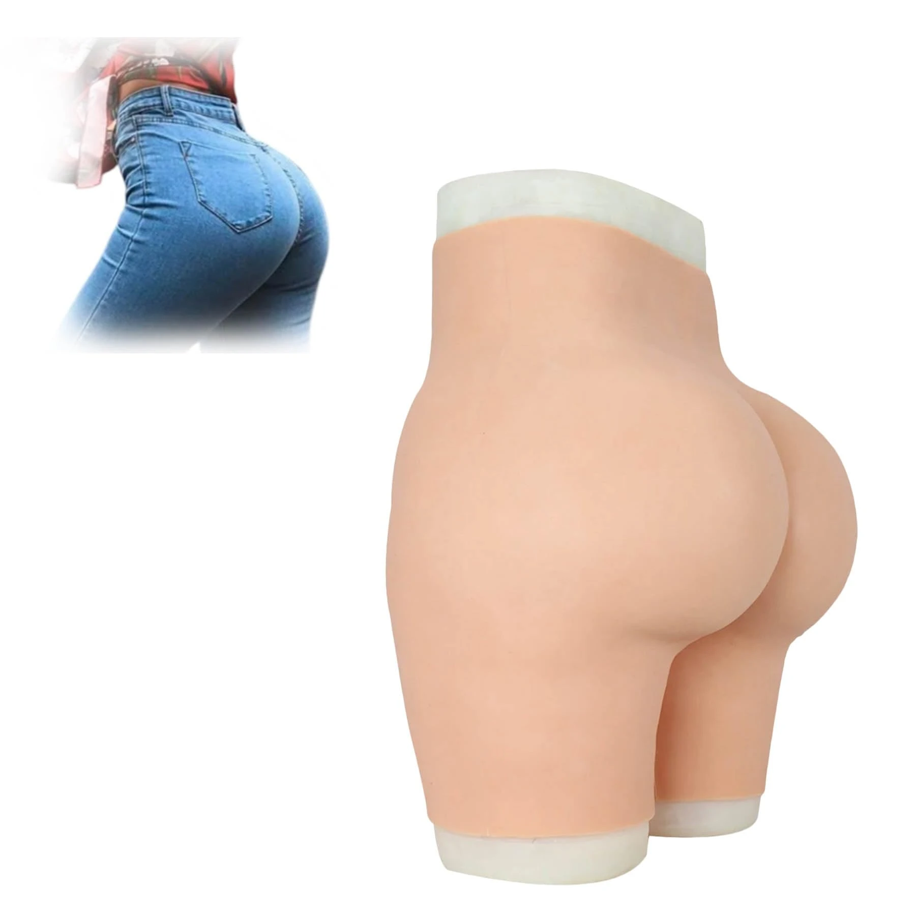 Tex-Eorey Silicone Panties Male to Female Fake Butt Big Hip Enhancer Pads Shapewear Pants for Crossdresser Ladyboy Drag Queen,Brown(basics),One Size