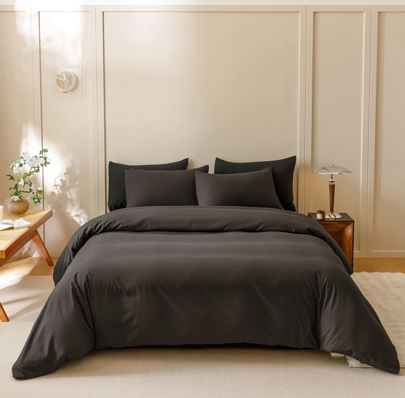 Houseri Dark Brown Comforter Set Full 3 Piece Dark Chocolate Bedding Full Size Lightweight Black Coffee Bed Set Soft Comfy Quilt Blanket Full