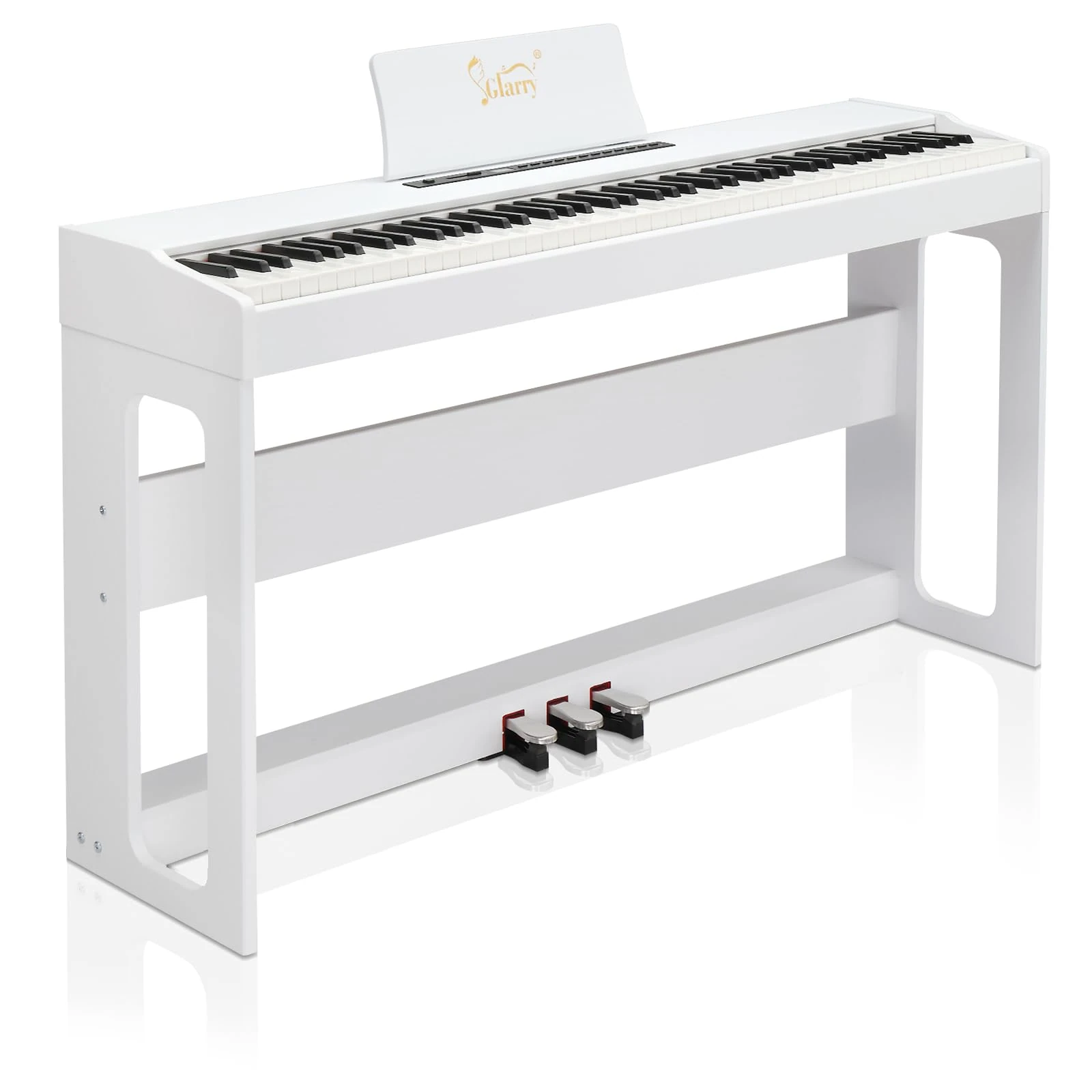 Glarry Digital Piano 88 Weighted Keys with Piano Headphones, Full Weighted Hammer Heavy Action Electric Keyboard Piano for Beginners, Piano Keyboard with 3-Pedal Unit, Double Bluetooth (White)