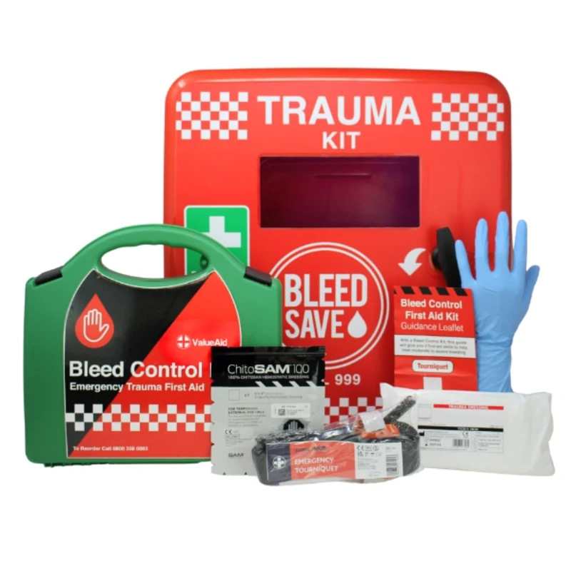 BLEEDSAVE Trauma Cabinet with 1 x Basic Bleed Control Kits Non-Lockable/Hard Case