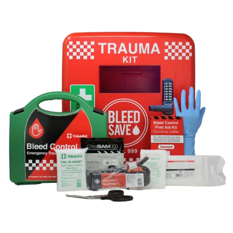 BLEEDSAVE Trauma Cabinet with 1 x Enhanced Bleed Control Kits Lockable/Hard Case