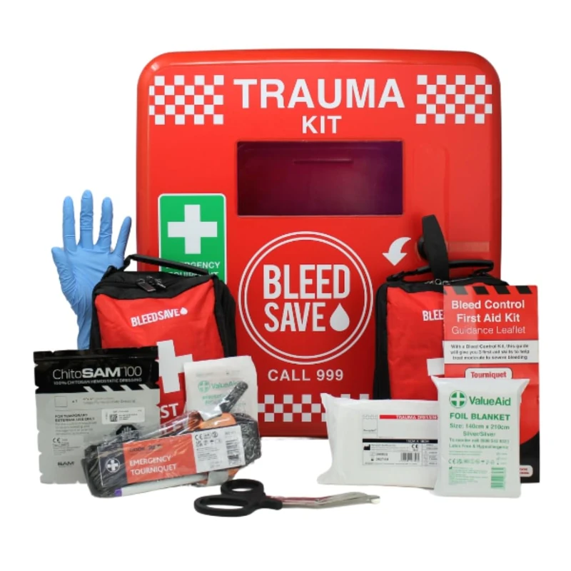 BLEEDSAVE Trauma Cabinet with 2 x Enhanced Bleed Control Kits Non-Lockable/Soft Case