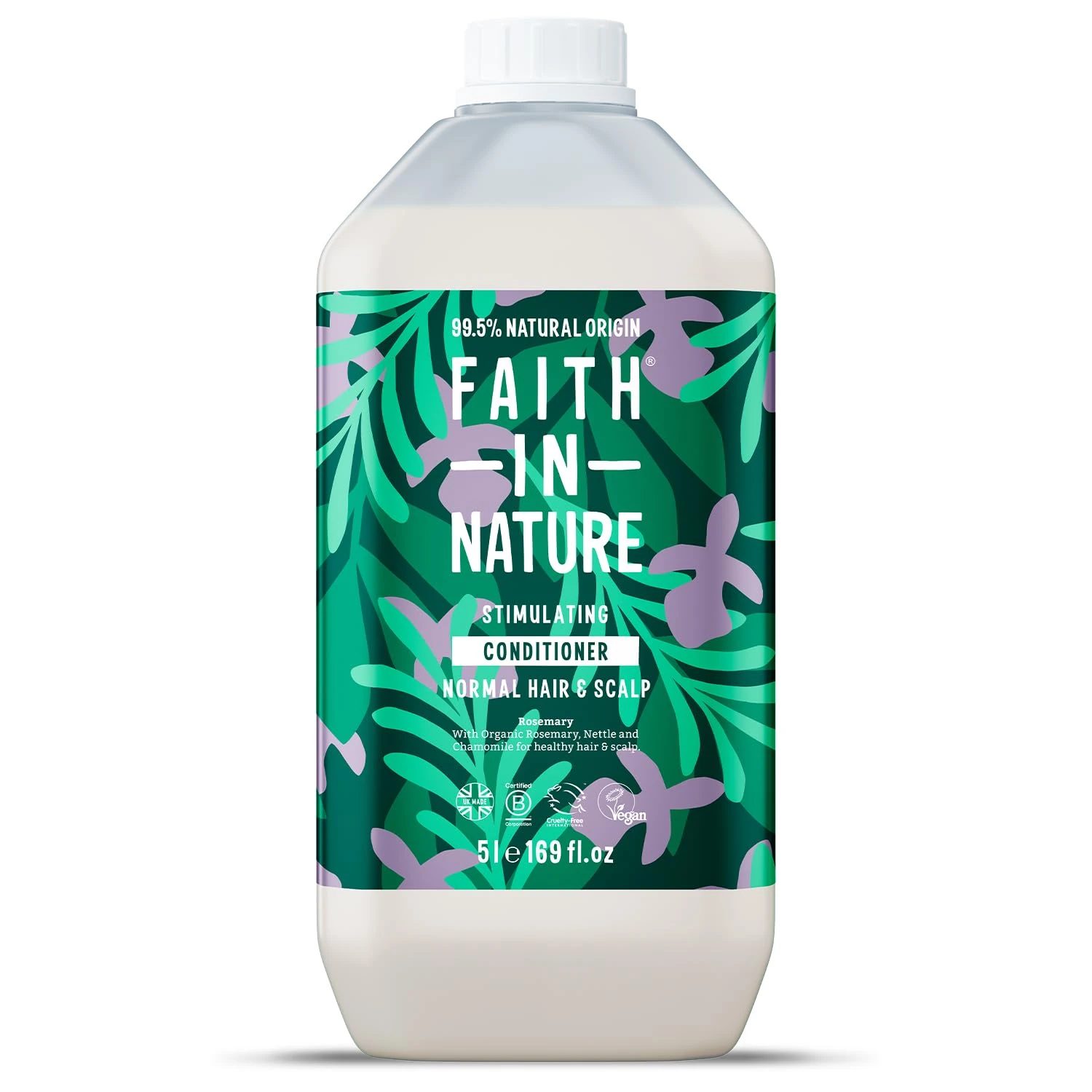 Faith In Nature Natural Rosemary Conditioner, Stimulating for Normal Hair & Scalp, Vegan & Cruelty Free, No SLS, Silicones or Parabens, 5L Refill Pack