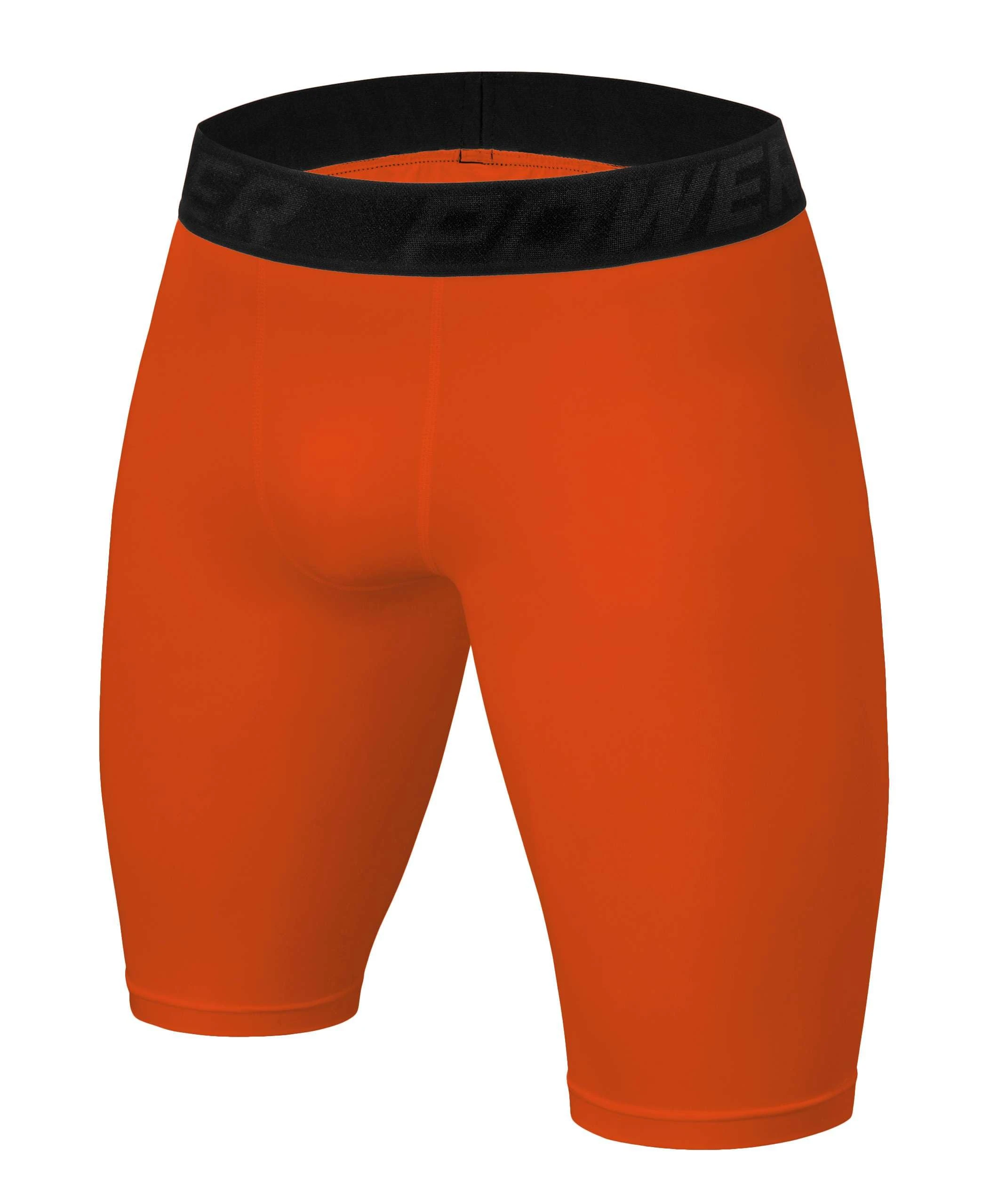 PowerLayer Men's Compression Base Layer Shorts Thermal Shorts Underwear - Orange, M