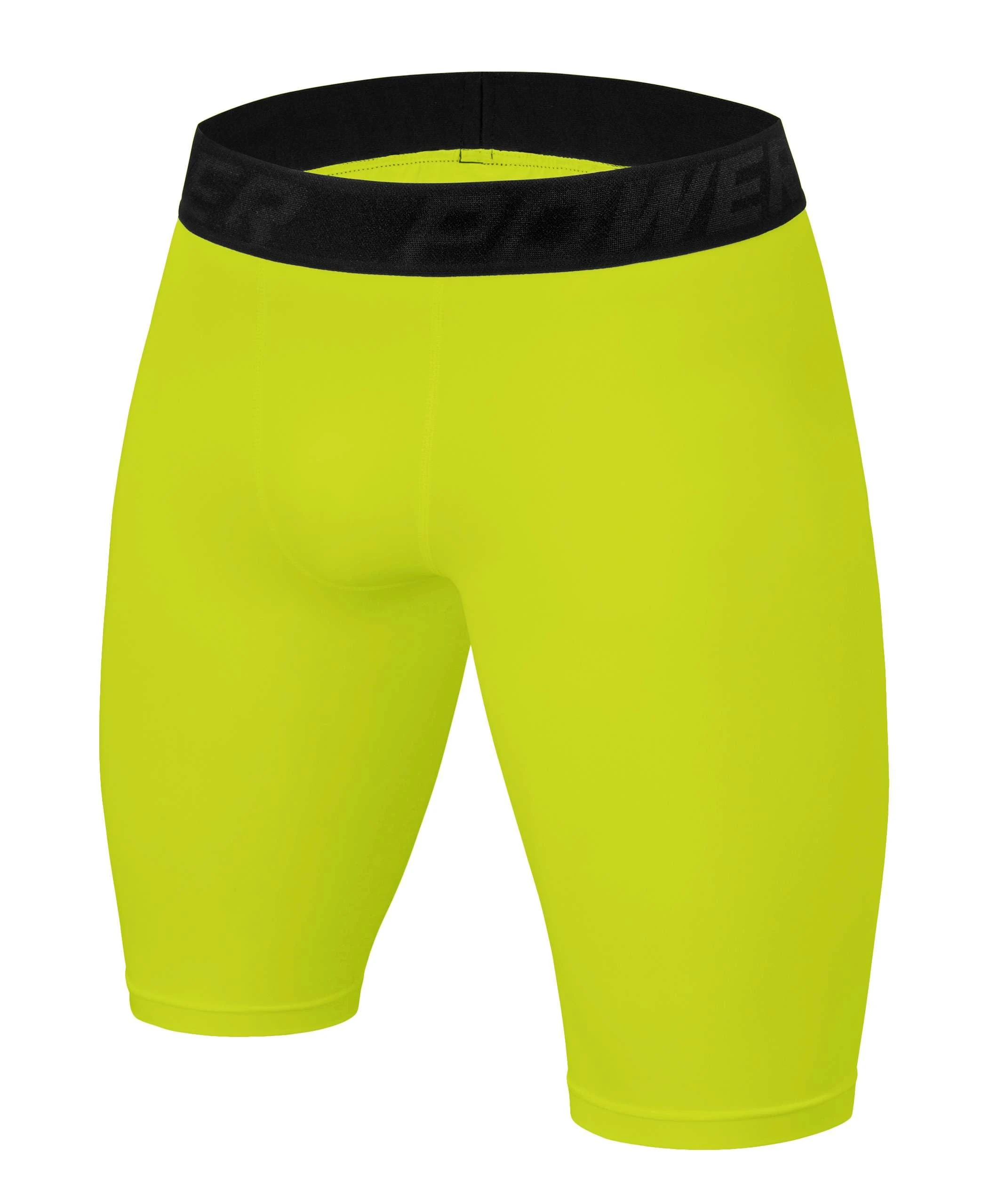 PowerLayer Men's Compression Base Layer Shorts Thermal Shorts Underwear - Lime Punch, M