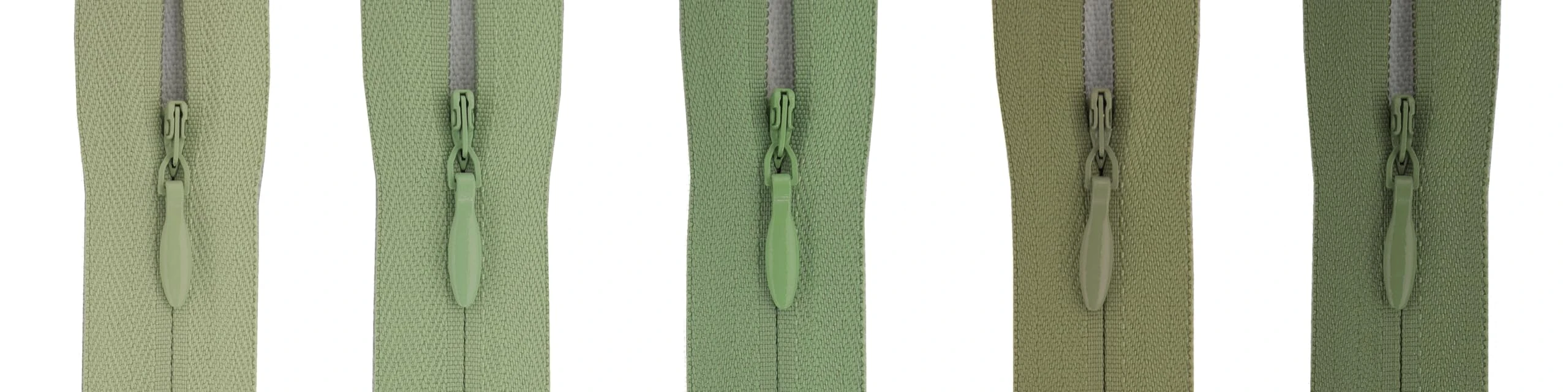 Invisible Zip Fasteners, Pack of 5, Suitable for Medium Weight Fabric (Green-S170, 9 inch)