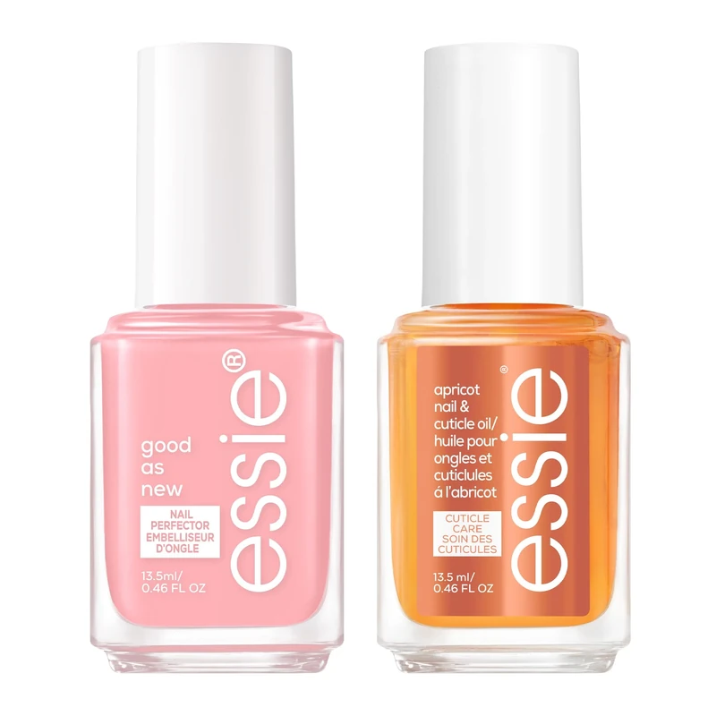 Essie Nail Care Treatment Kit: Good As New Nail Perfector, Shade Light Pink, Nail Concealer Corrector + Softening, Moisturizing Apricot Cuticle Oil Treatment, Heal & Repair At Home Manicure Oil 13.5ml