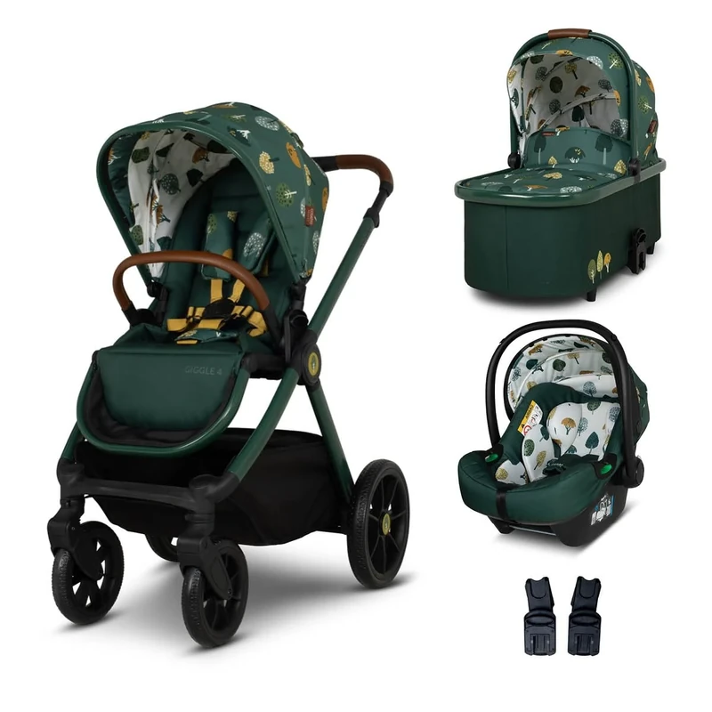 COSATTO Giggle 4 Travel System - 3 in 1 Travel System, 0-25kg Approx. 4 Years Old, Compact Fold, Pram, Pushchair, Carrycot, Seat Unit, i-Size Group 0+ Infant Carrier Car Seat & Raincover (Faraway)