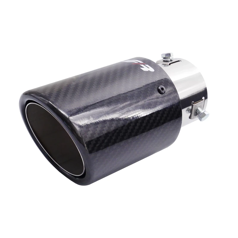 Simoni Racing TRX/119C - Universal Exhaust Tip, 89mm Angled Single Outlet, Stainless Steel and Carbon