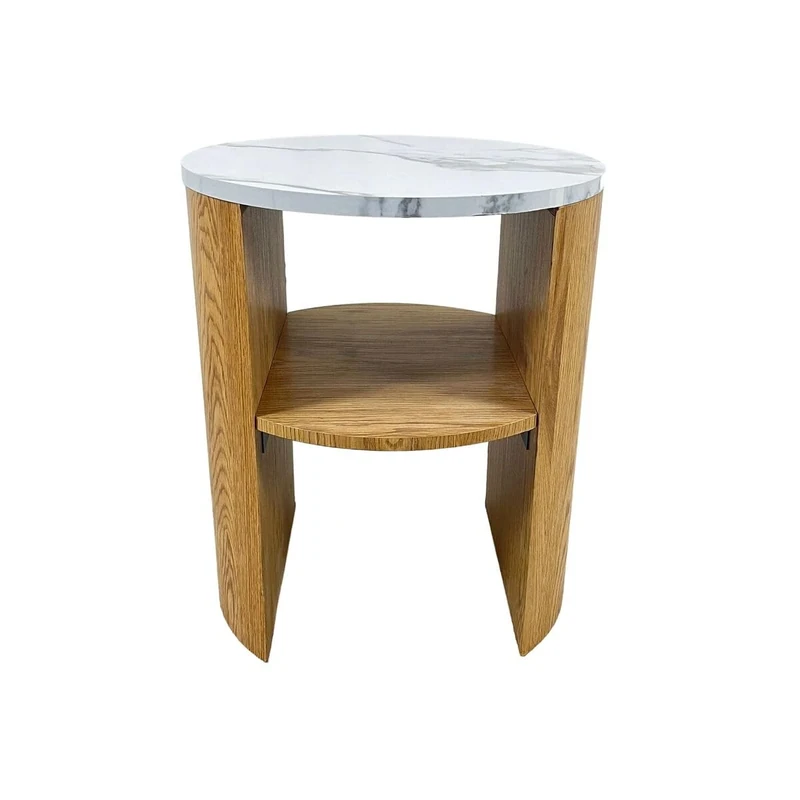 Romimex Side Table White Natural MDF Wood 40 x 49 x 40 cm