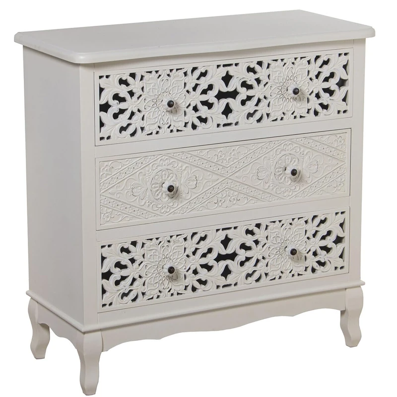 Alexandra House Living Chest of Drawers White Wood 75 x 34 x 76 cm