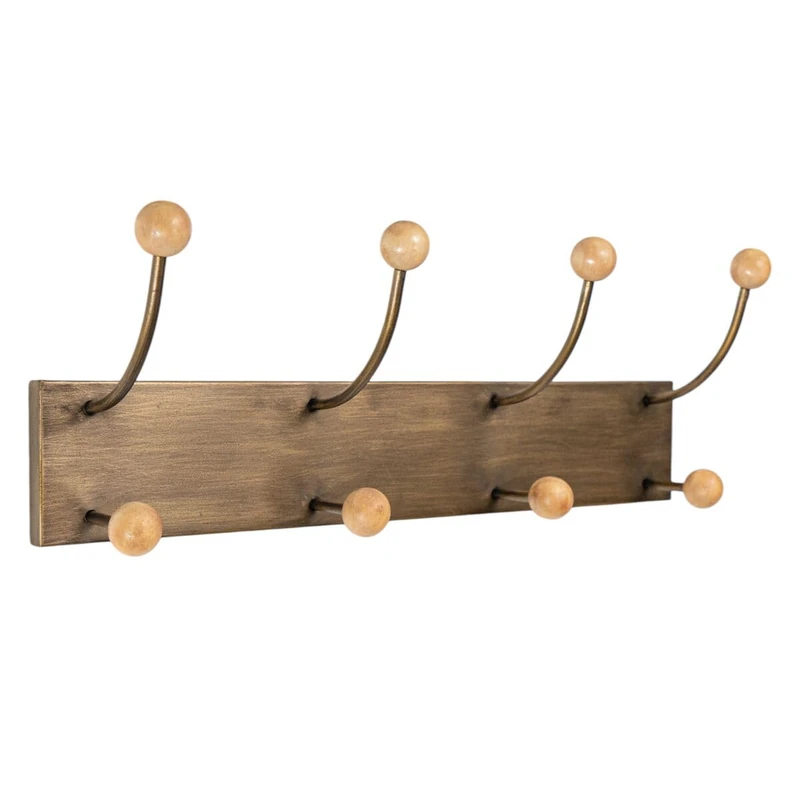 Romimex Wall Coat Rack Brown Metal Pine Wood 51 x 19 x 13 cm - Image 1
