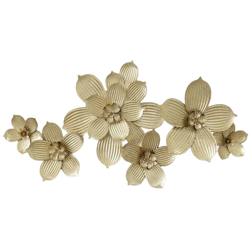 Alexandra House Living Wall Decoration Gold Metal Flower 92 x 46 x 5 cm