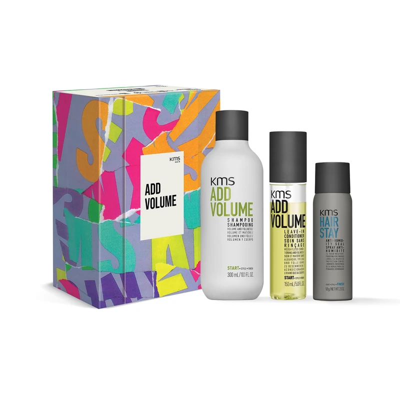 KMS Add Volume Set with Shampoo 300ml, Leave-in Conditioner 150ml, and Anti-Humidity Seal 75ml