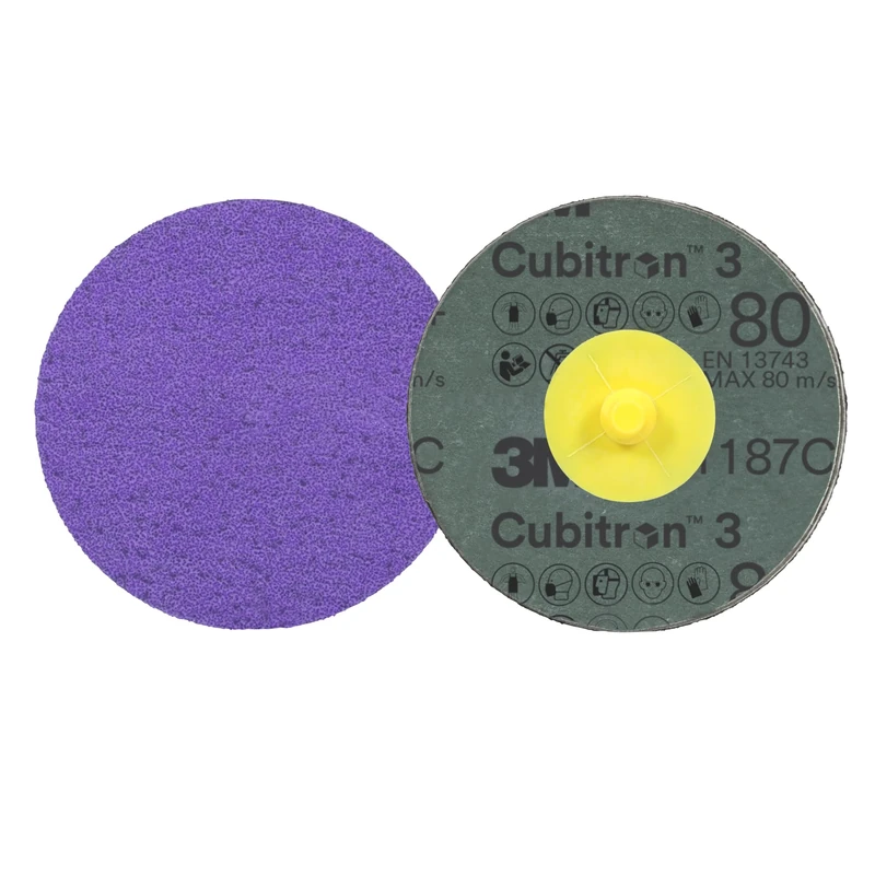 3M Cubitron 3 Roloc Fibre Disc 1187C, 80+, TR, Purple, 76 mm, 50/Carton