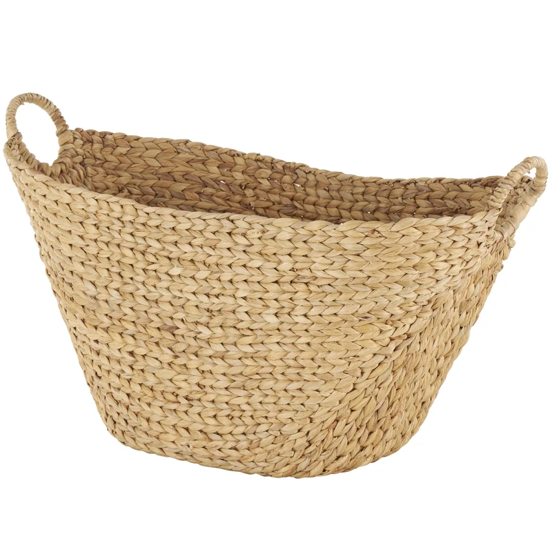 Deco 79 Seagrass Handmade Decorative and Functional Storage Basket Woven Basket Organizer with Ring Handles, Basket for Storage 31" x 19" x 19", Brown