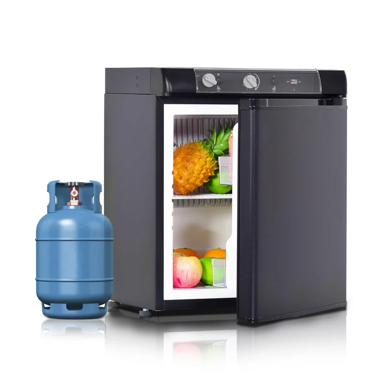Techomey 40L Gas Fridge, 3 Way Fridge for Camping, Silent LPG Caravan Refrigerator for Campervan, Motorhome, RV, Truck, 0-10℃