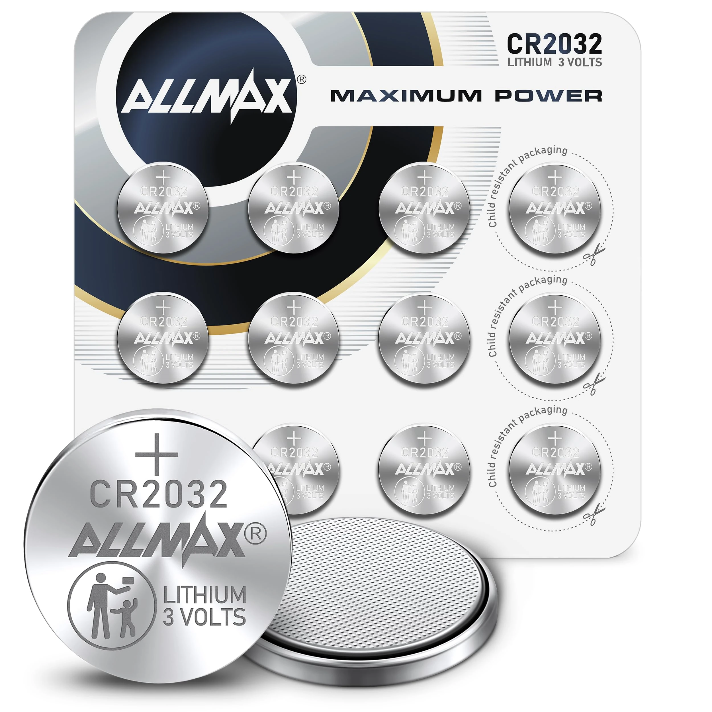 Allmax CR2032 Lithium Coin Batteries (12 Count) – Longest Lasting, Leakproof Design, 10-Year Shelf Life, Maximum Performance, Perfect for Key Fobs (3V)