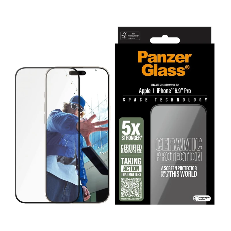 PanzerGlass CERAMIC Screen Protector for Apple iPhone 16 Pro Max 6.9" 2024| Ultra Strong Full Screen Japanese Glass, Drop/Scratch Protection, Anti-Fingerprint, Case Friendly, Easy Install - Clear - Image 1