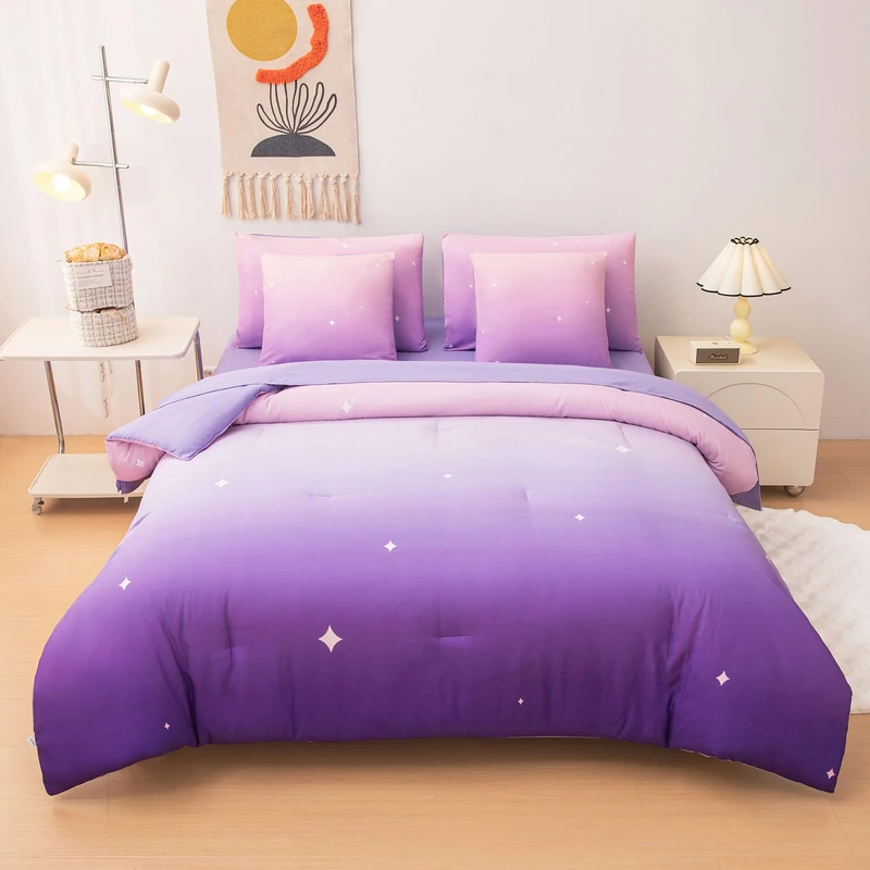 BQH Pink Purple F 7Pieces Kids Comforter Set