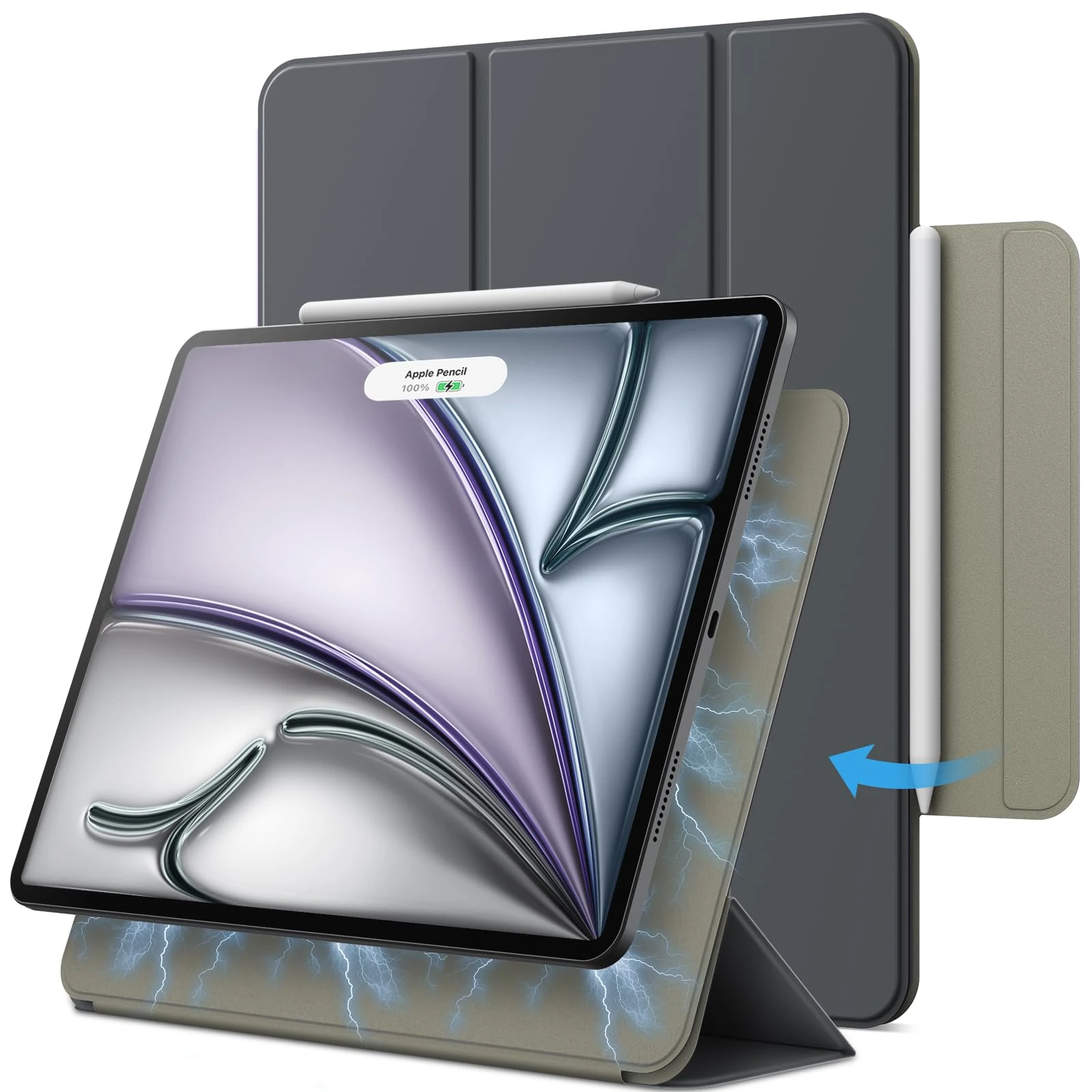 JETech Magnetic Case for iPad Air 11-Inch M3/M2 (2025/2024), iPad Air 5/4 (2022/2020 5th/4th 10.9-Inch), iPad Pro 11 (2018), Magnetic Attachment, Slim Tablet Cover (Dark Grey)