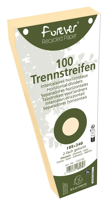 Exacompta - Ref 13575E - Box of 6 Packs of 100 trapezoidal dividers Punched Forever - 105x240mm - Bubble