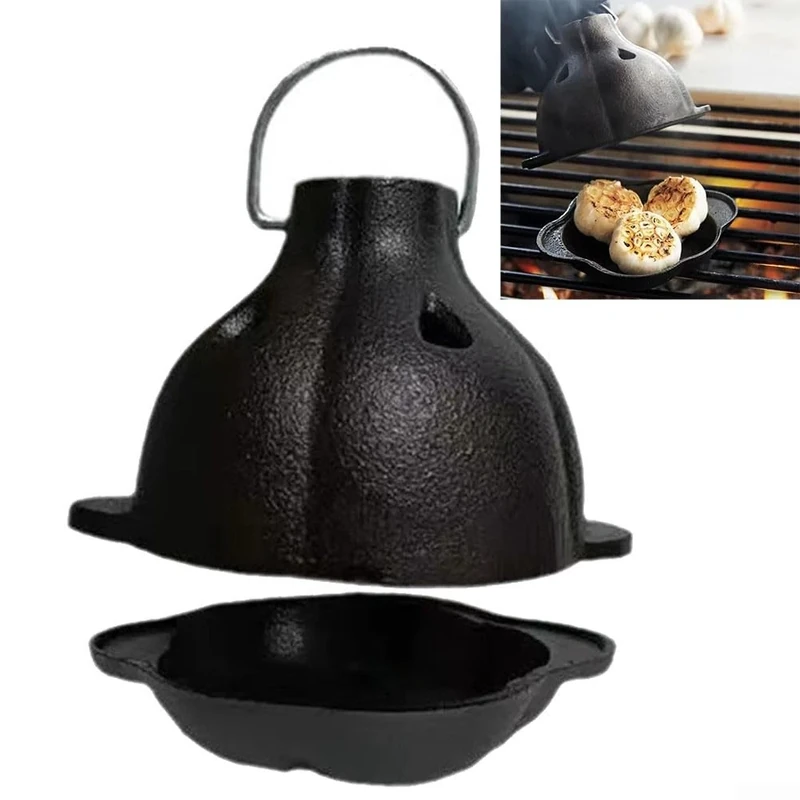 EpheyFIF Pre-Seasoned Cast Iron Dutch Oven Pot, Potato Garlic Roaster Baker, Garlic Cooker For Oven Grill Stove, Small Box