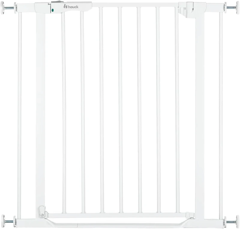hauck Stair Safety Gate, Door Safety Gate, Clear Step Autoclose 2 for Widths 75-80 cm, Ultra Flat Threshold, Automatic Closing Mechanism, No Drilling, One-Handed Opening, Metal (White)