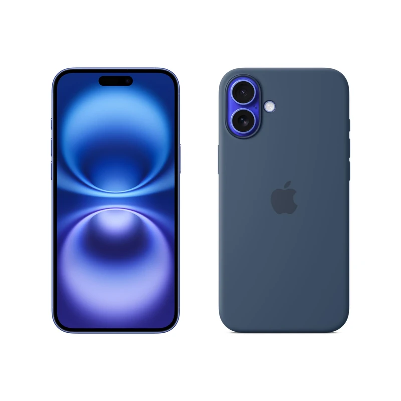 Apple iPhone 16 Plus 256GB: 5G Mobile phone with Apple Intelligence - Ultramarine + Silicone Case with MagSafe - Denim