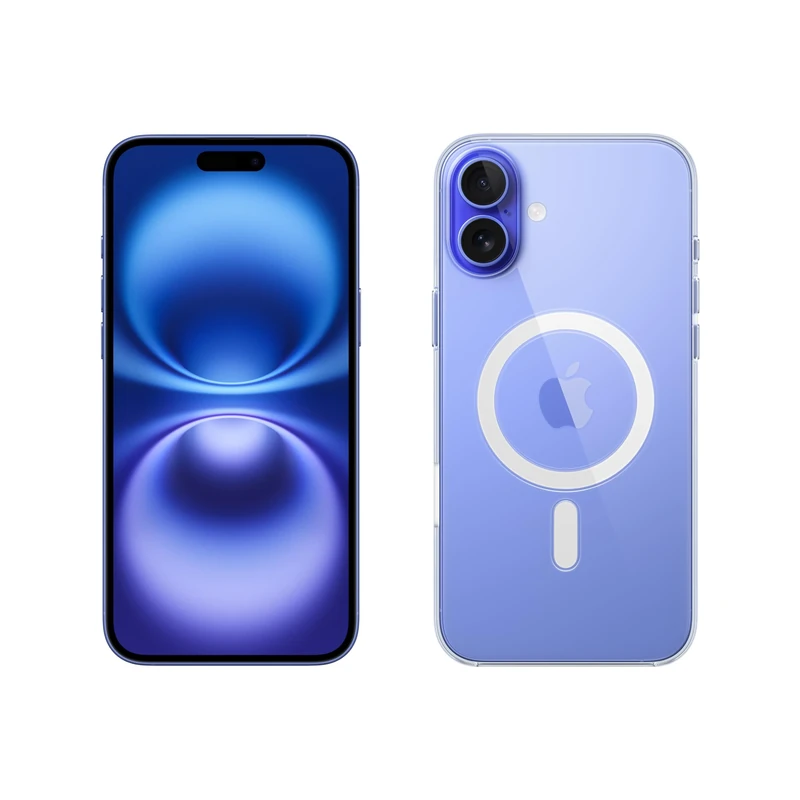 Apple iPhone 16 Plus 128GB: 5G Mobile phone with Apple Intelligence - Ultramarine + Clear Case with MagSafe