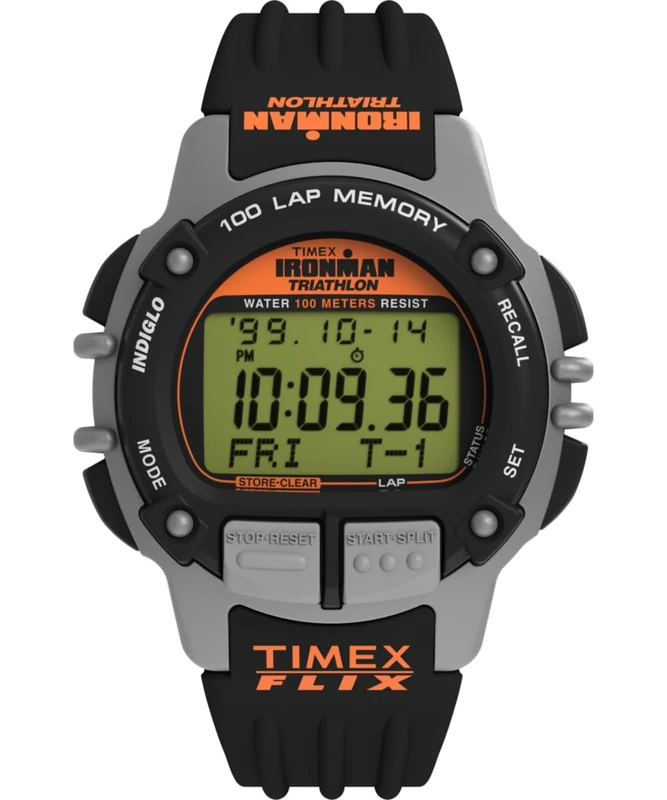 Timex Men's IRONMAN Flix 100 Lap 42 mm Watch - Black PU Strap with Digital Display TW5M63200 - Image 1