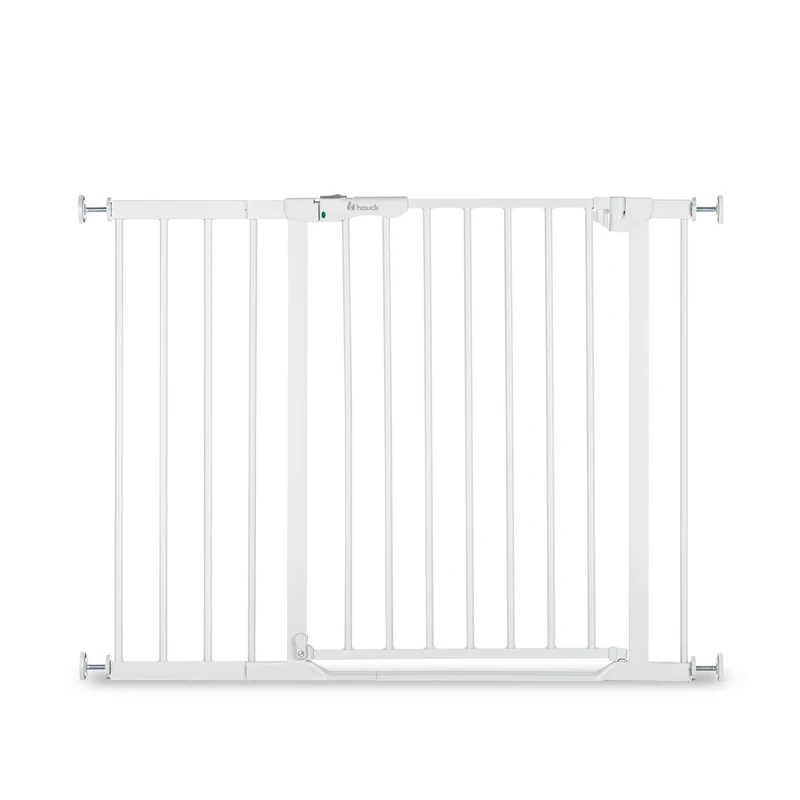 hauck Clear Step Autoclose 2, White - Safety Gate Stair Door 96-101 cm, Child Safe Barrier with Flat Entry, Door Gate with Auto Close, 1 Hand Opening, No Drilling, Indoor Only