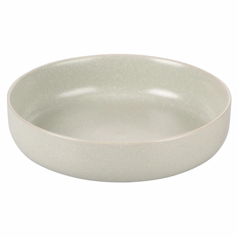 Villa d'Este Home Tivoli Set of 6 Flat Plate Matt Stone Effect Stoneware, Sage Green, Berlin