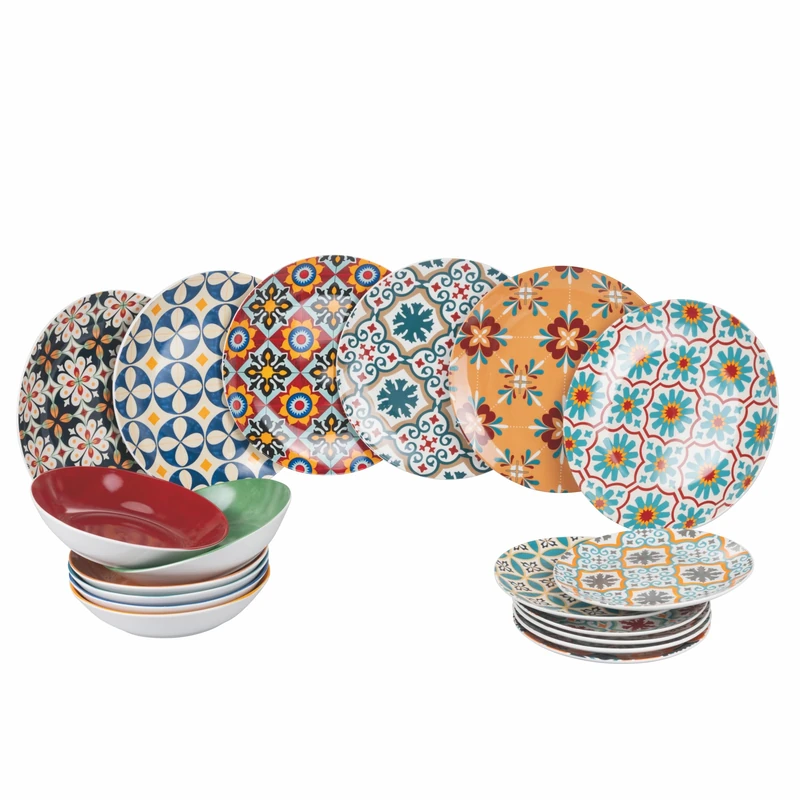 Valladolid 18-Piece Porcelain Dinner Set, 6 Different Places