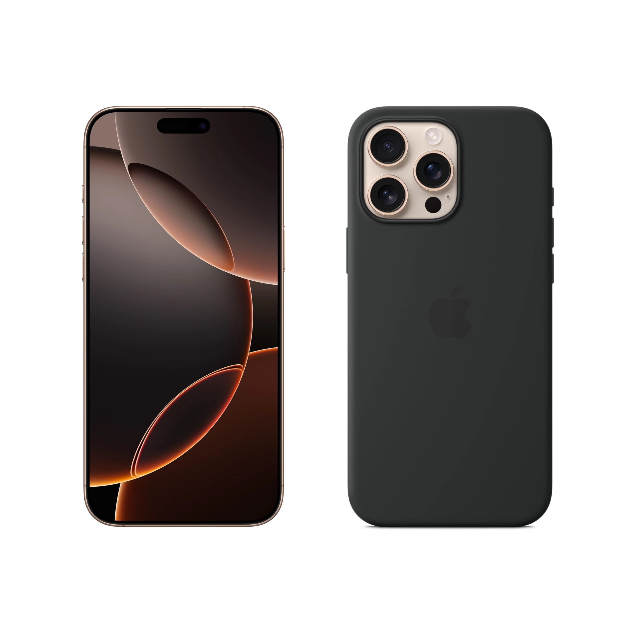 Apple iPhone 16 Pro Max 512GB: 5G Mobile phone with Apple Intelligence - Desert Titanium + Silicone Case with MagSafe - Black