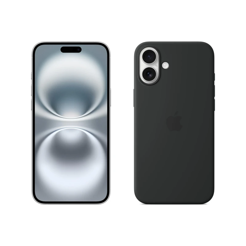 Apple iPhone 16 Plus 128GB: 5G Mobile phone with Apple Intelligence - White + Silicone Case with MagSafe - Black