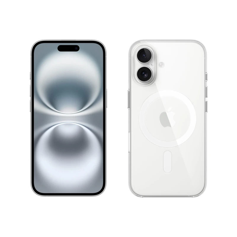 Apple iPhone 16 128GB: 5G Mobile phone with Apple Intelligence - White + Clear Case with MagSafe